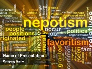 Wordcloud background concept nepotism glowing PowerPoint Template