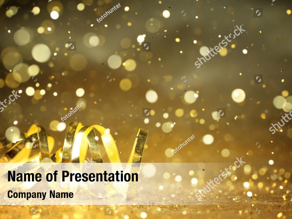 Streamer gold confetti PowerPoint Template - Streamer gold confetti ...