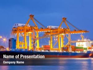 Waterfront freight container cargo PowerPoint Template