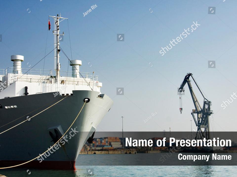 Cargo ship with crane PowerPoint Template - Cargo ship with crane ...