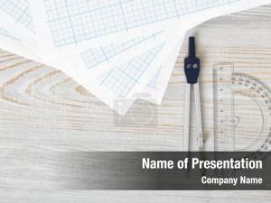 Wooden engineering compass surface top PowerPoint Template