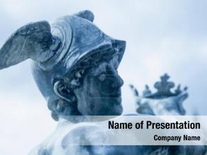 Antique ancient statue god commerce, PowerPoint Template