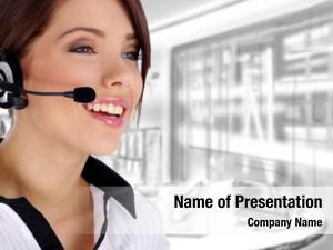 Headset customer representative smiling during