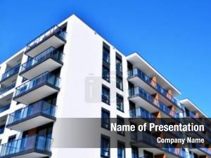 Building condominium apartment symmetrical modern PowerPoint Template