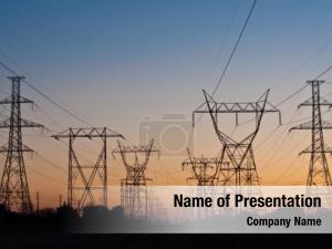 Power power lines, transmission towers PowerPoint Template