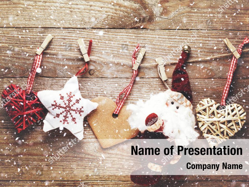 Clothesline festive christmas decoration PowerPoint Template ...