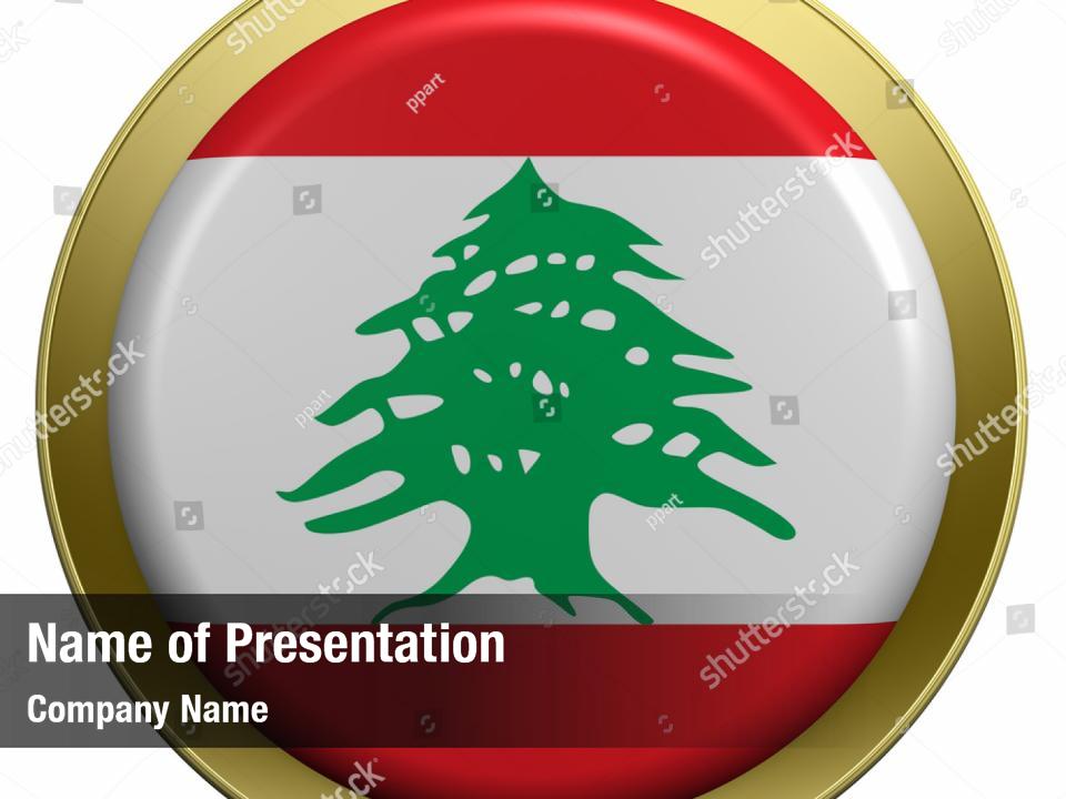 Flag Of Lebanon Round Powerpoint Template Flag Of Lebanon Round Powerpoint Background