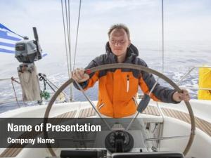 Sailing young man sea 