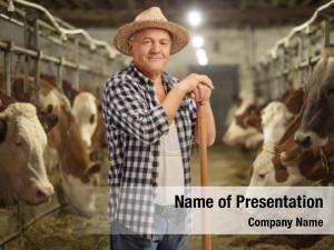 Mature farmer posing PowerPoint Template