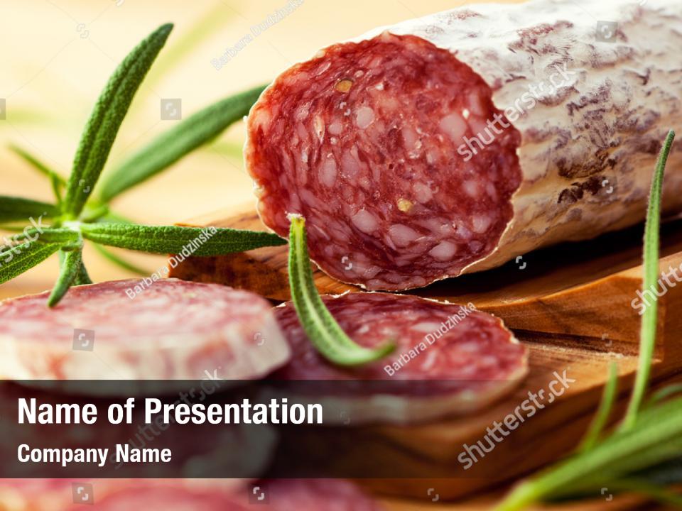 Wooden Rosemary Dry Salami PowerPoint Template - Wooden Rosemary Dry ...