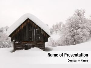 Landscape minimalistic winter wooden house