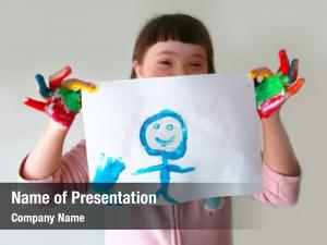 Syndrome girl downs drawing  PowerPoint Template