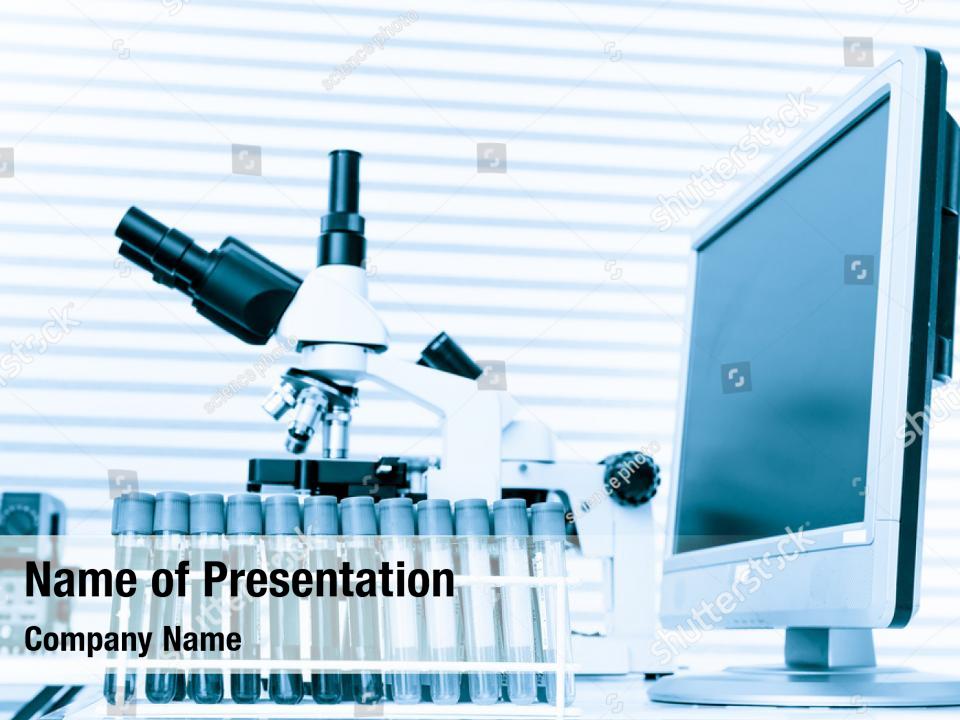 Microbiology laboratory bench with microscope PowerPoint Template ...