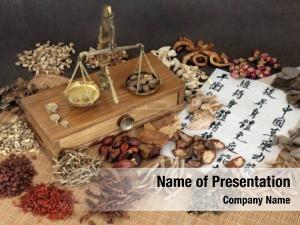 Chinese translation reads herbal PowerPoint Template