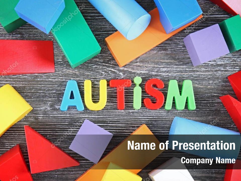 Word autism with figures PowerPoint Template Word autism with figures