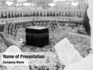 Man muslim arabic praying kaaba PowerPoint Template