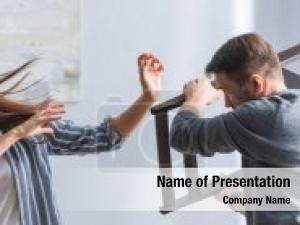 Violence victim domestic screaming near PowerPoint Template