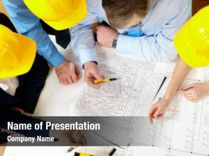 Four above view architects sitting PowerPoint Template