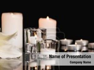 Black lily, candles funeral concept, PowerPoint Template