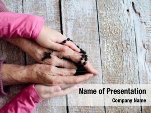 Holding child hand old catholic PowerPoint Template