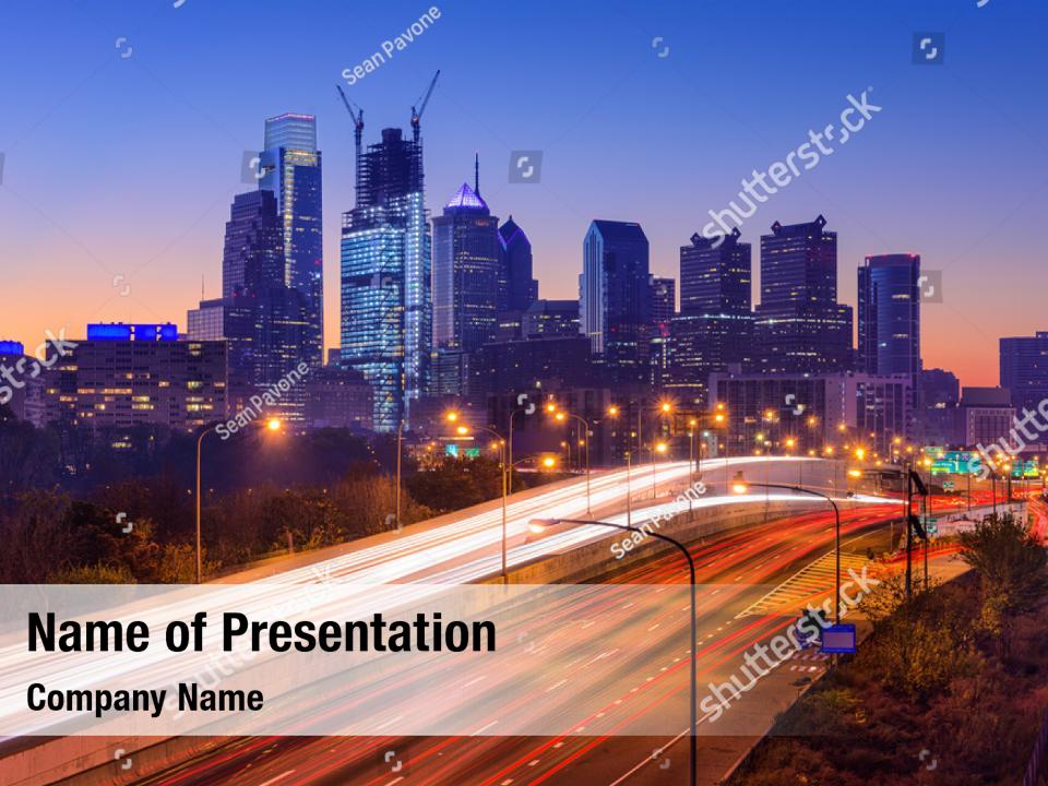 Usa philadelphia pennsylvania skyline over PowerPoint Template - Usa ...