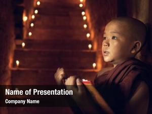 Novice young buddhist monks learning