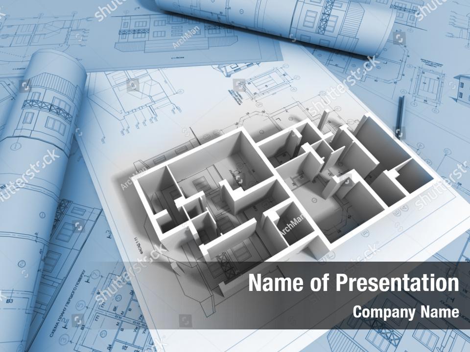 Architectural Vector Drawing PowerPoint Template - Architectural Vector ...