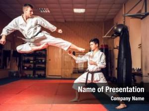 Masters, martial arts karate practice PowerPoint Template