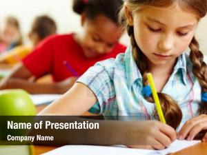 Girl portrait lovely drawing copybook PowerPoint Template