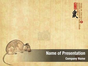 Painting traditional chinese textured rat,2020 PowerPoint Template