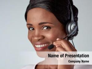 African beautiful black woman headset,