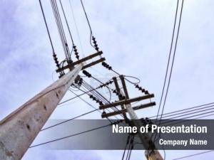 Electric power line, poles wires, PowerPoint Template