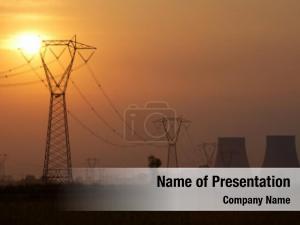 Nuclear power line power station; PowerPoint Template