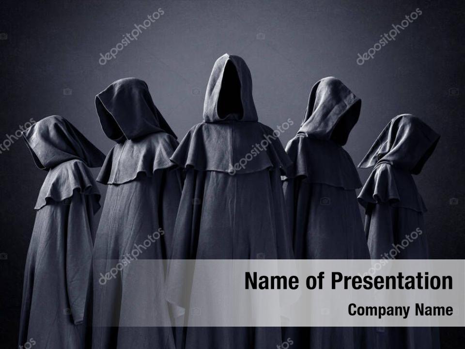 Scary group five figures hooded