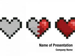 Icons heart pixel set 