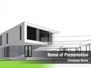 House architecture sketch building  PowerPoint Template