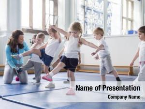 School group children physical education PowerPoint Template