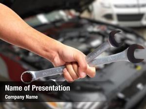 Mechanic hands car wrench auto