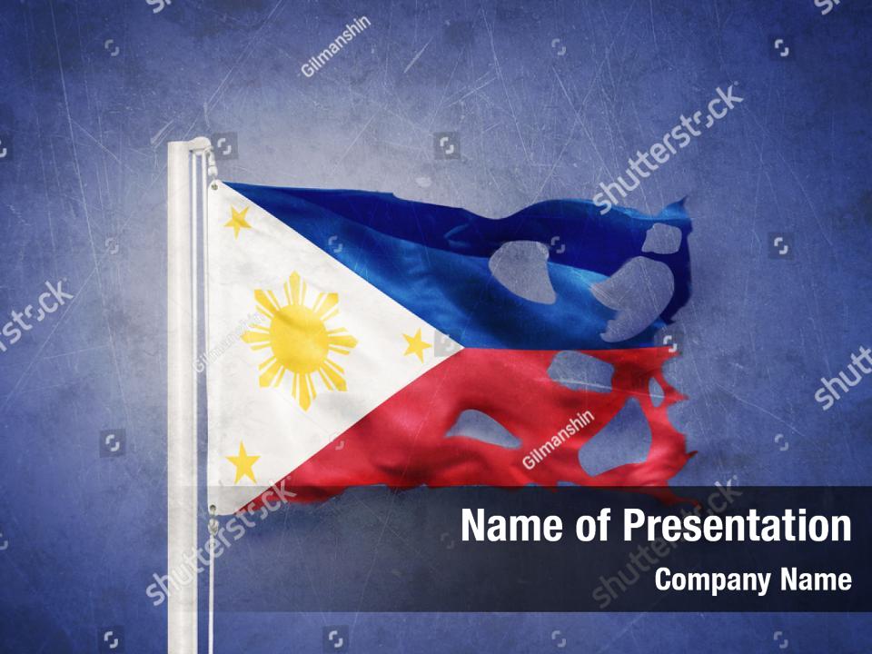 Torn flag of philippines PowerPoint Template - Torn flag of philippines ...