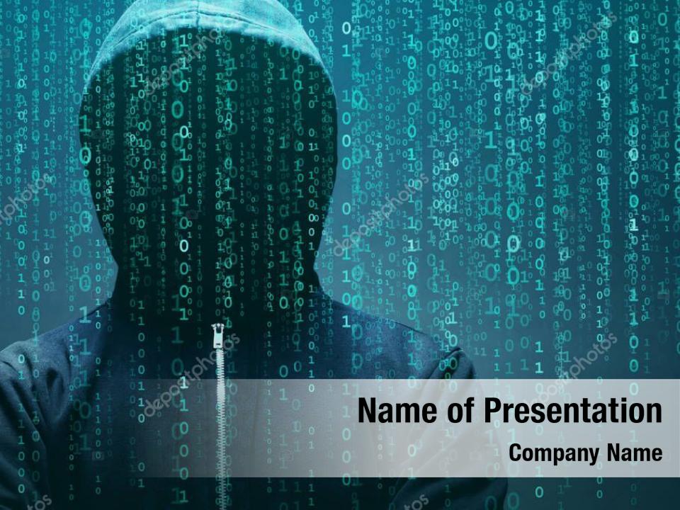 Security data young hacker PowerPoint Template Security data young hacker PowerPoint Background