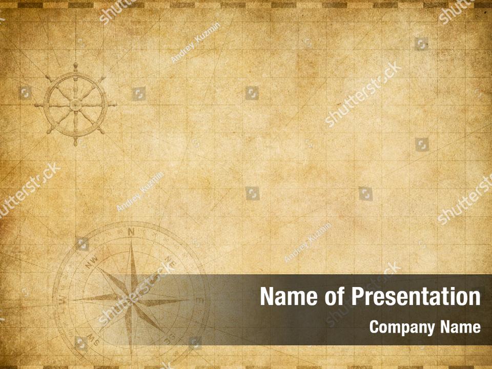 Vintage parchment map PowerPoint Template - Vintage parchment map ...