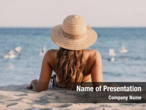 Lady On The Beach PowerPoint Template