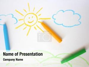 Drawing crayons childish   PowerPoint Template