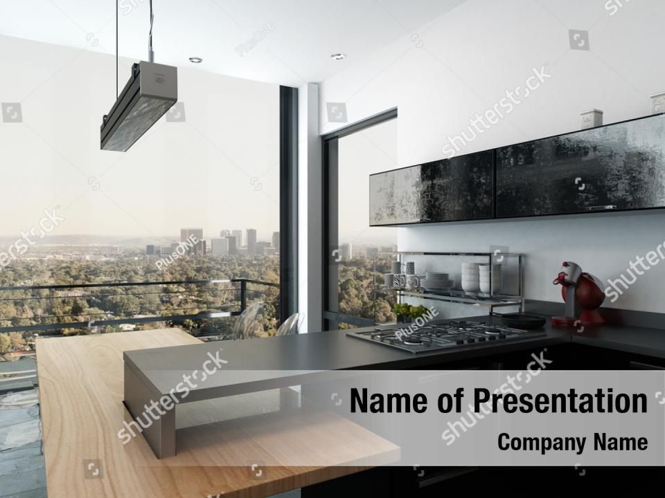 Plan Modern Open Kitchen Built PowerPoint Template Plan Modern Open   Plan Modern Open Kitchen Built Powerpoint Template 