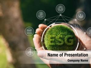 Holding hand human green earth PowerPoint Template