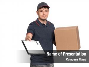 Man portrait delivery cap holding