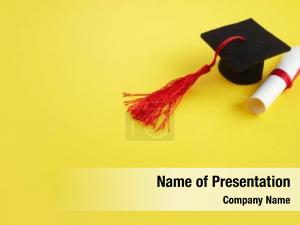 Diploma academic hat yellow  PowerPoint Template