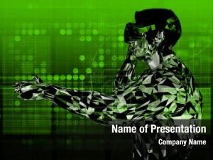 Reality, technology, virtual cyberspace augmented PowerPoint Template