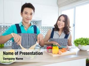 Couples young happy domestic kitchen
