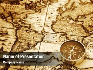 Compass on vintage powerpoint theme